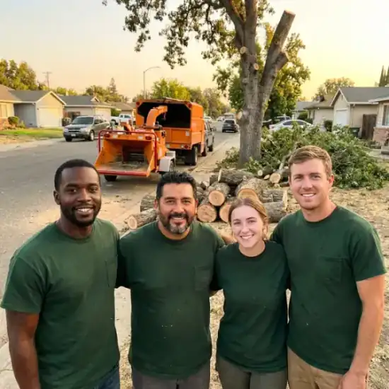 Legacy Tree & Crane crew clearing brush after a removal